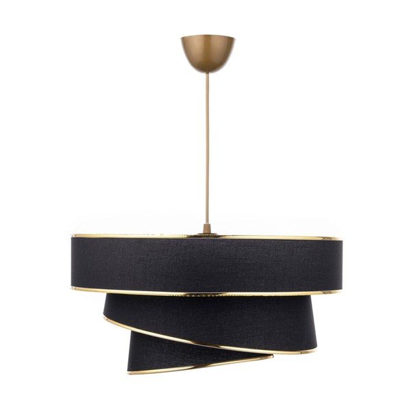 Lampadario nero/dorato con paralume in tessuto ø 40 cm Couper – Opviq lights