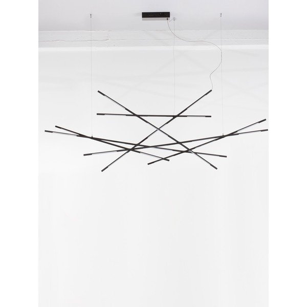 Lampadario LED nero in metallo con paralume in vetro acrilico con intensità regolabile Raccio – Nova Luce-image-4
