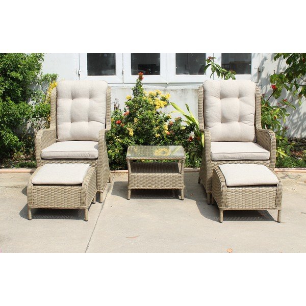Set da giardino in rattan artificiale marrone chiaro 2 posti Valencia - Garden Pleasure-image-3