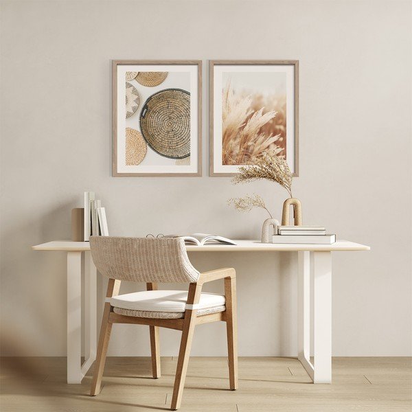 Set di dipinti stampati con cornice inclusa 2 pz 30x40 cm Full Beige – Styler-image-1
