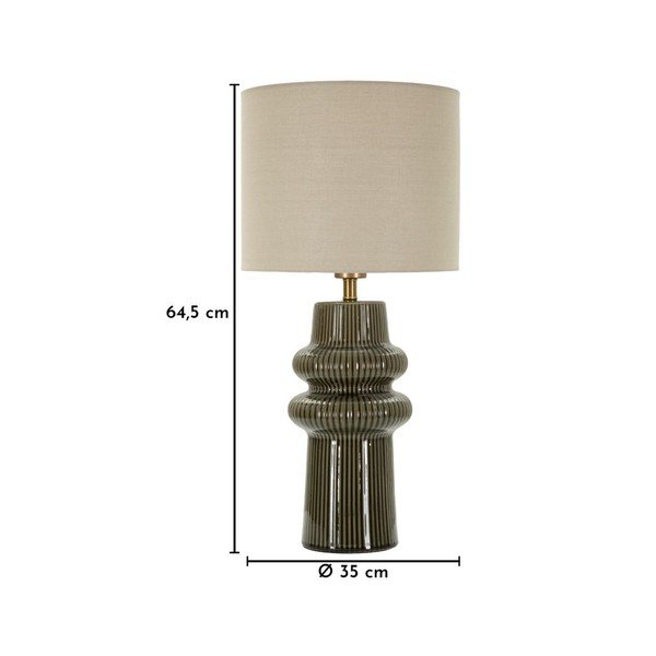 Lampada da tavolo color kaki/color crema in ceramica con paralume in tessuto (altezza totale 64,5 cm) Harmony – Mauro Ferretti-image-4