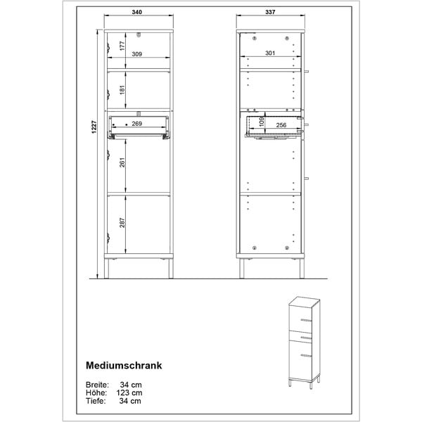 Mobile da bagno grigio e beige in noce 34x123 cm Yonkers - Germania-image-4