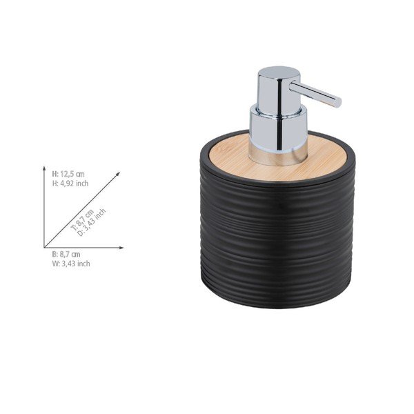 Dispenser per sapone nero opaco in plastica 350 ml Lyon – Allstar-image-2