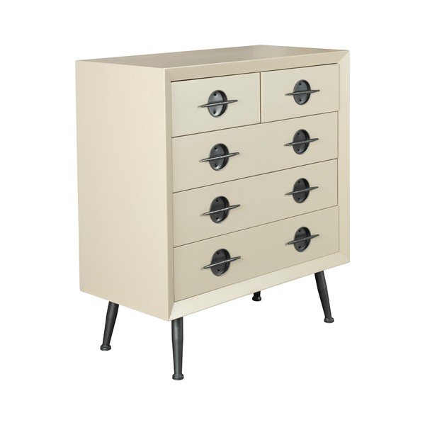 Cassettiera beige in legno di cauciù massiccio 86x86x40 cm Edson – Dutchbone-image-3