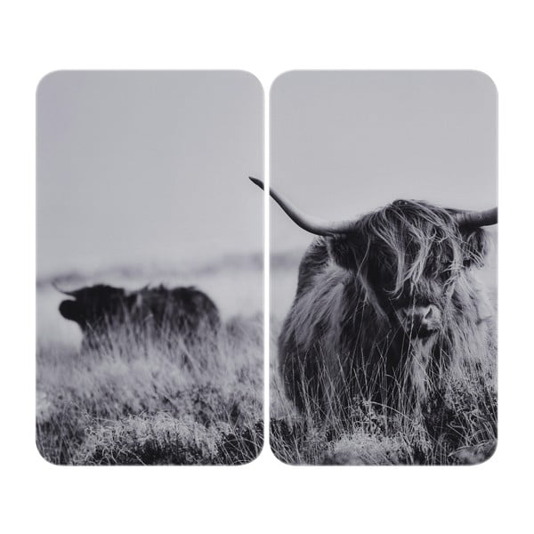 Set di copri fornelli in vetro temperato 2 pz 30x52 cm Universal Highland Cattle – Wenko