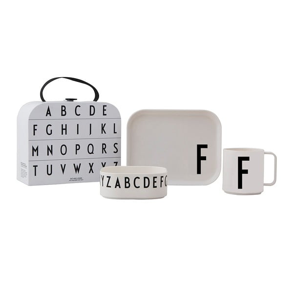 Set da pranzo per bambini a 3 pezzi con valigetta Classics F A-Z - Design Letters