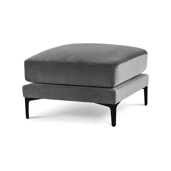 Poggiapiedi in velluto grigio Harmony - Kooko Home-image-2
