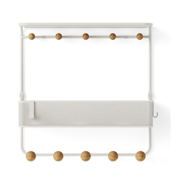 Appendiabiti da parete in metallo bianco naturale con ripiano Estique - Umbra