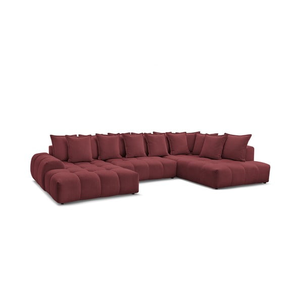 Divano angolare burgundy allungabile e con contenitore (penisola a destra/a U) con rivestimento in ciniglia Everest – Bobochic Paris-image-3