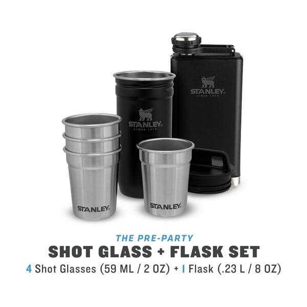 Set di fiaschette e bicchierini nero in acciaio inox 6 pz 250 ml Adventure Black – Stanley-image-2