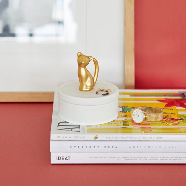 Portagioie in porcellana bianca Cat - Balvi-image-1