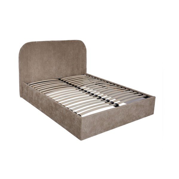 Letto matrimoniale imbottito beige con contenitore con rete inclusa 160x200 cm Sidney – Bobochic Paris