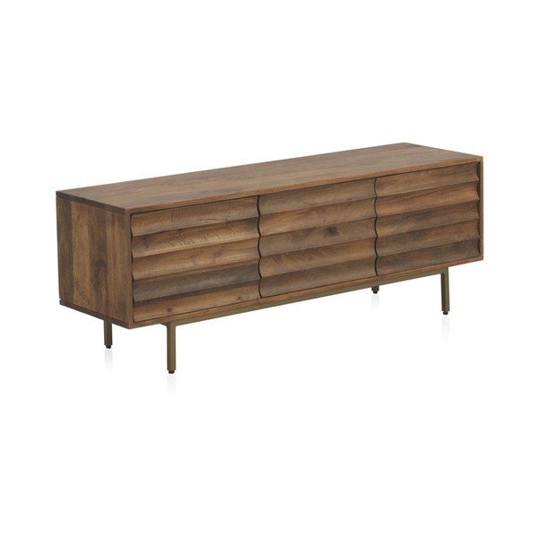 Tavolo TV in legno di mango di colore naturale 140x51 cm Ripple - Geese-image-3