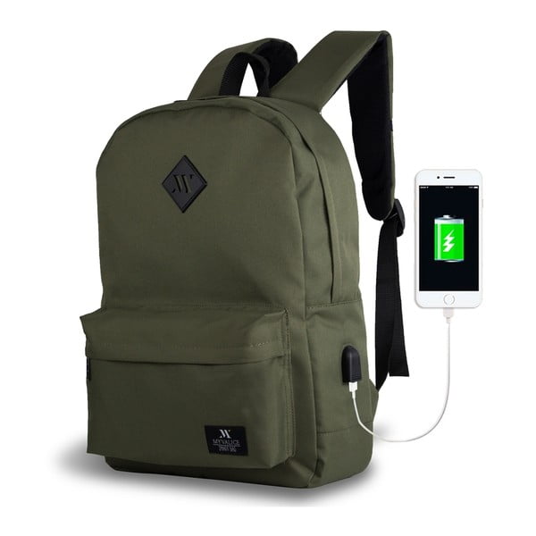 Zaino verde scuro con porta USB My Valice SPECTA Smart Bag - Myvalice