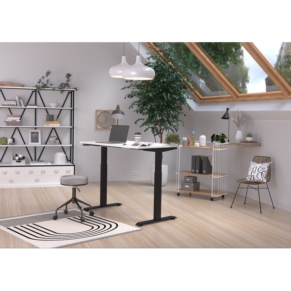 Tavolo da lavoro ad altezza regolabile elettricamente con piano bianco 80x120 cm Jet - Germania-image-1