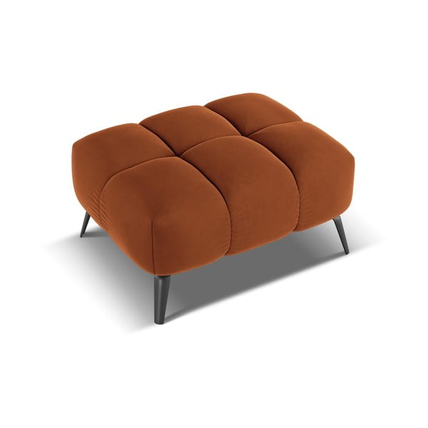 Poggiapiedi arancione con rivestimento in velluto Nalu – Makamii-image-3