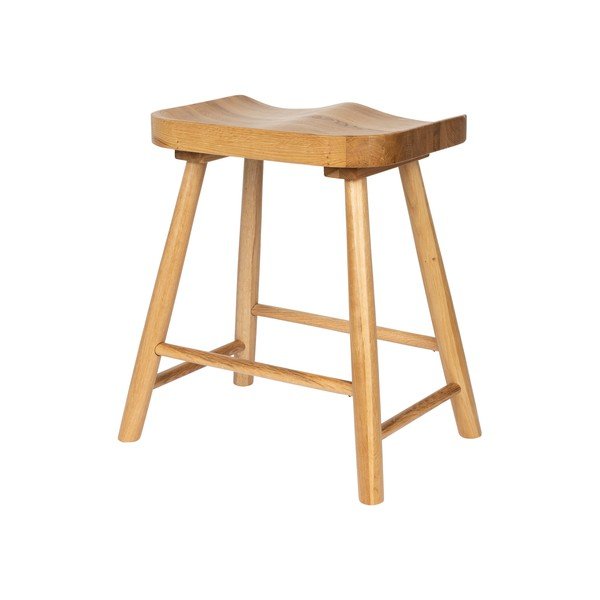 Sgabello di colore naturale in rovere massiccio Vander – White Label-image-2