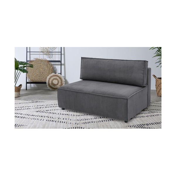 Modulo divano in velluto a coste grigio scuro, pezzo centrale Nihad modular - Bobochic Paris-image-1