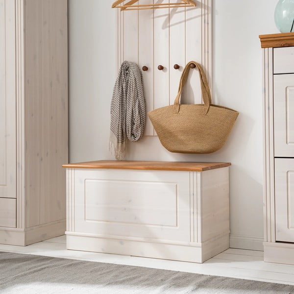 Cassapanca in legno di pino bianco 80x45 cm Anita - Støraa-image-1