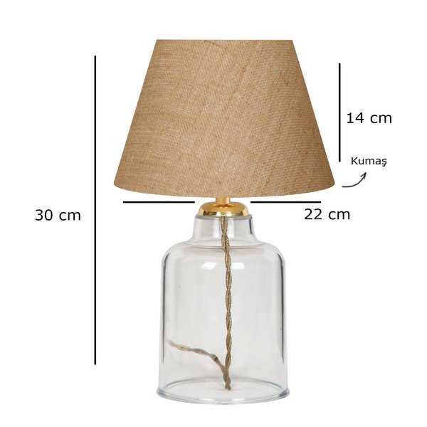 Lampada da tavolo beige con paralume in tessuto (altezza totale 30 cm) Baran – Opviq lights-image-2