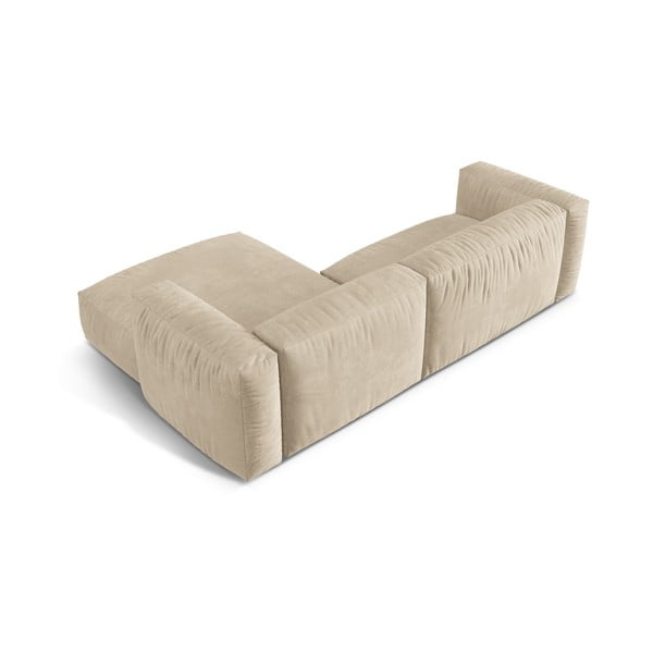 Divano angolare componibile beige (con penisola a destra/con chaise lounge) con rivestimento in velluto Martina – Micadoni -image-3