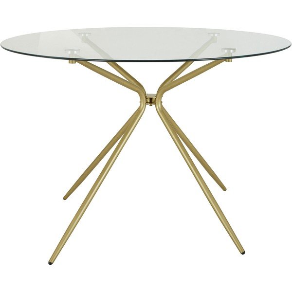 Tavolo da pranzo rotondo color oro con piano in vetro ø 110 cm Silvie - Støraa-image-1