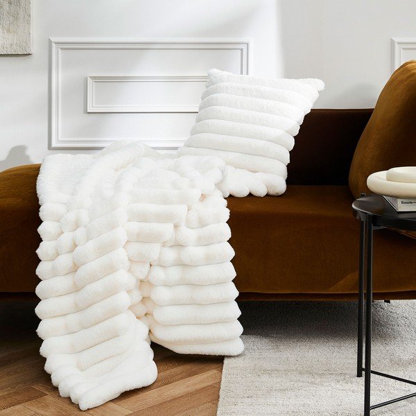 Coperta color crema in micropile 180x220 cm Boudoir – douceur d'intérieur-image-2