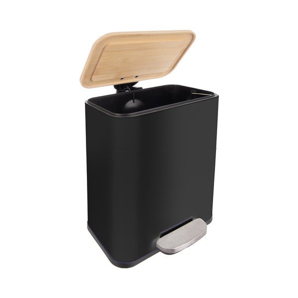 Cestino per la spazzatura nero in acciaio inox con pedale 5 l Black – Orion-image-3