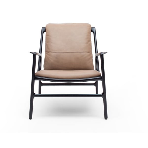 Poltrona in pelle nera e beige Dedo - Gazzda-image-2