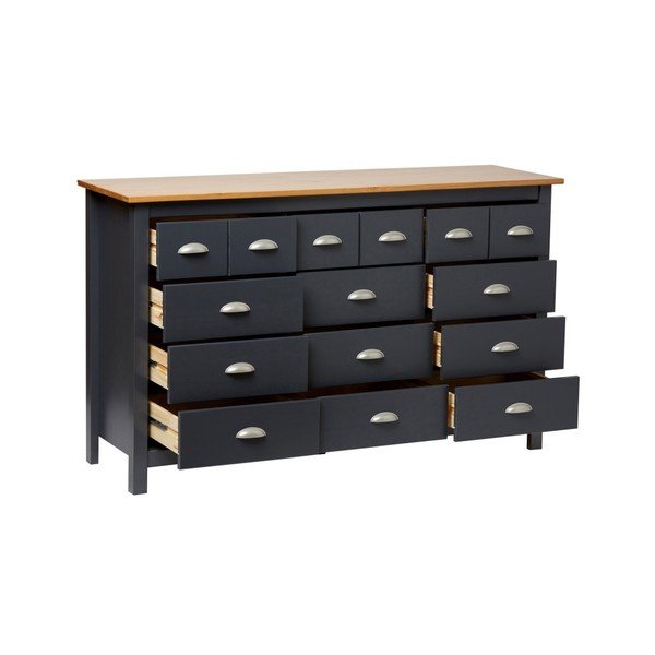 Cassettiera grigio antracite in legno di pino massiccio con 12 cassetti Jade - Marckeric-image-1