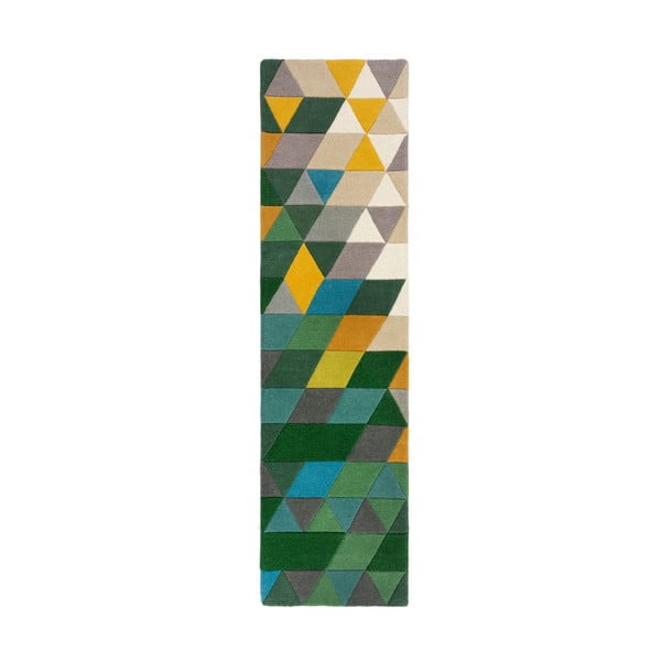 Tappeto in lana giallo/verde 60x230 cm Prism - Flair Rugs