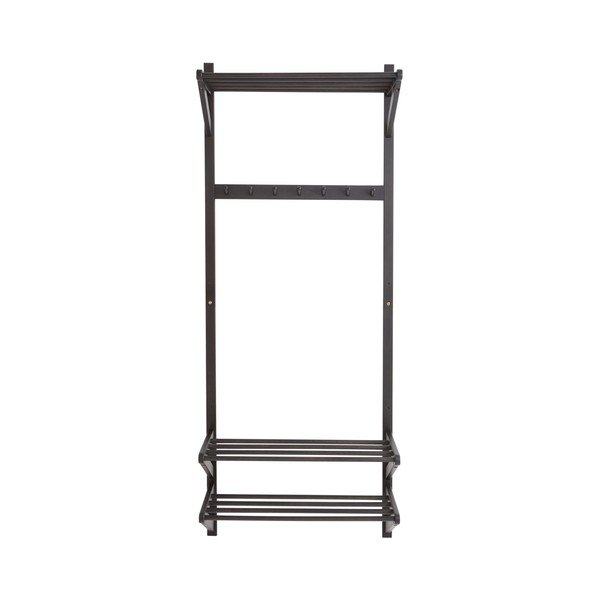 Set di mobili da ingresso nero in pino massiccio 75x190x32 cm Cole – Jotex-image-2