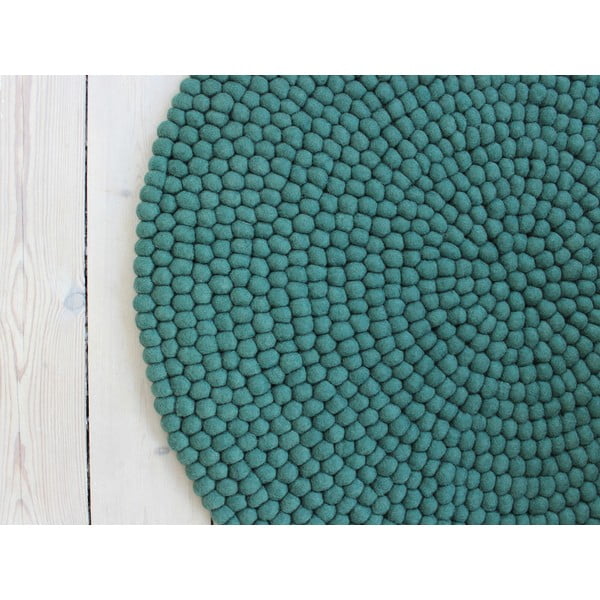 Tappeto in lana a palline verde , ⌀ 90 cm Ball Rugs - Wooldot