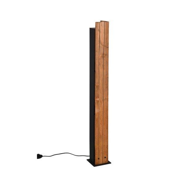 Lampada da terra in nero-naturale con paralume in legno (altezza 121 cm) Karuni - Trio-image-3