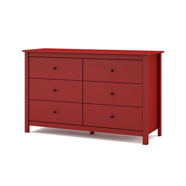 Cassettiera bassa rossa in pino 130x80 cm Misti - Marckeric-image-3