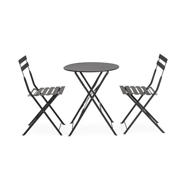 Set da pranzo da giardino color antracite in acciaio per 2 persone Austin – Bizzotto-image-2