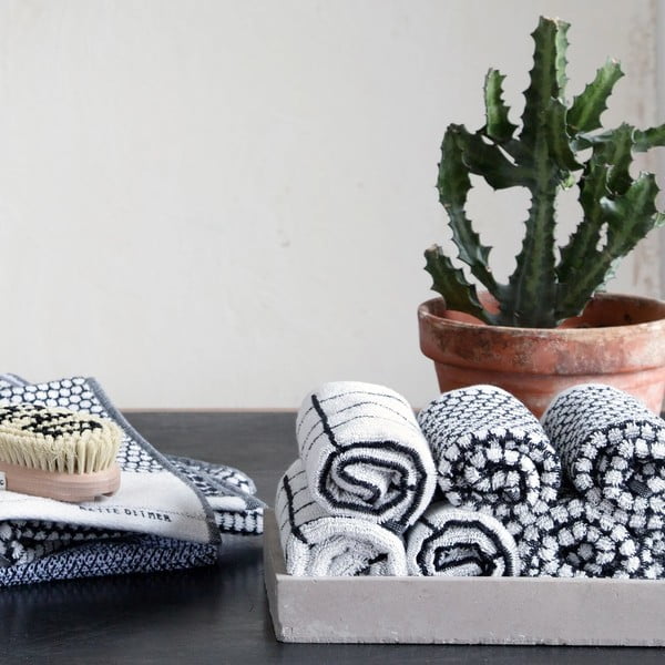 Asciugamano in cotone bianco 50x100 cm Tile Stone - Mette Ditmer Denmark-image-3