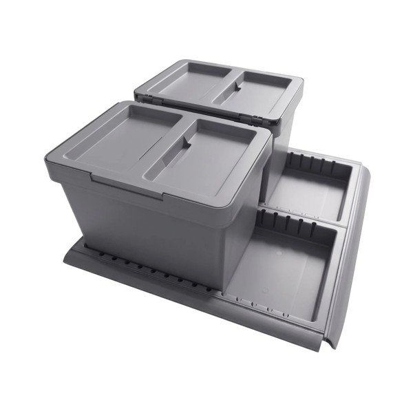 Cestino per la spazzatura grigio in plastica per raccolta differenziata/incorporabile 2x12 l Metropolis Flip-up – Elletipi