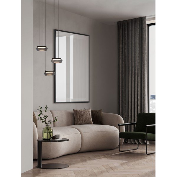 Lampadario LED nero opaco in vetro con intensità regolabile ø 35 cm Jailyn – Nova Luce-image-1