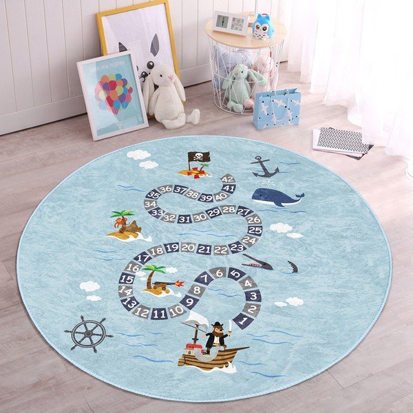 Tappeto azzurro per bambini ø 80 cm Comfort - Mila Home-image-2