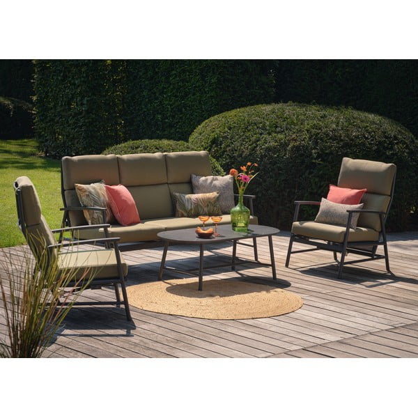 Set di mobili da giardino verde in alluminio per 5 persone Flora – Hartman-image-1