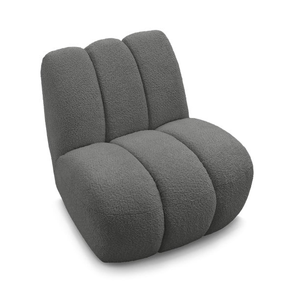 Poltrona grigio scuro con rivestimento in bouclé Janissaire – Bobochic Paris-image-4