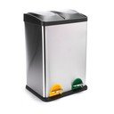 Cestino per la spazzatura color argento opaco in acciaio per raccolta differenziata/con pedale 2x20 l   Tri Selectif – MSV