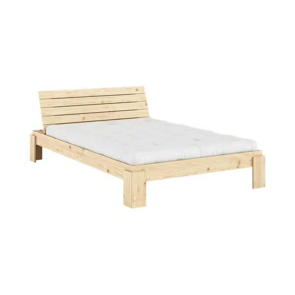 Letto matrimoniale di colore naturale in pino massiccio con rete inclusa 140x200 cm Layers – Karup Design-image-3