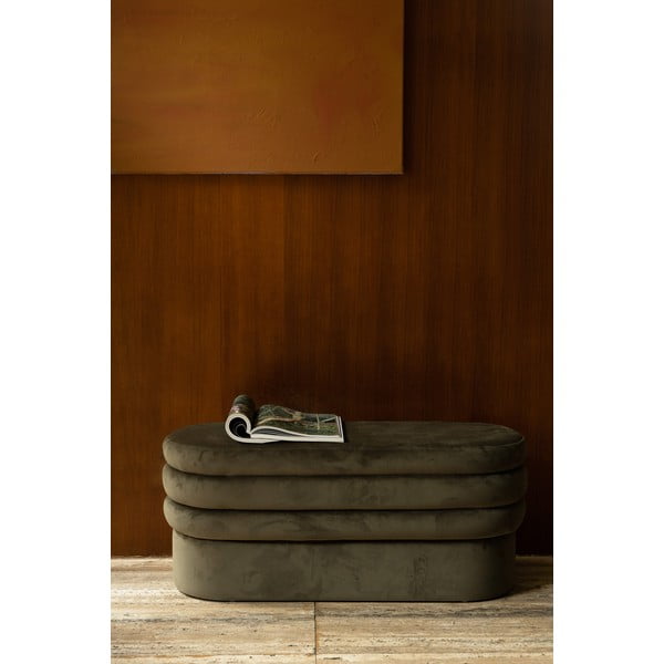 Panchina color kaki con rivestimento in velluto Aditi – Dutchbone-image-1