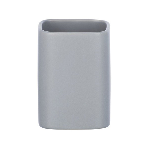 Tazza in ceramica grigia per spazzolini da denti Hexa - Wenko-image-1