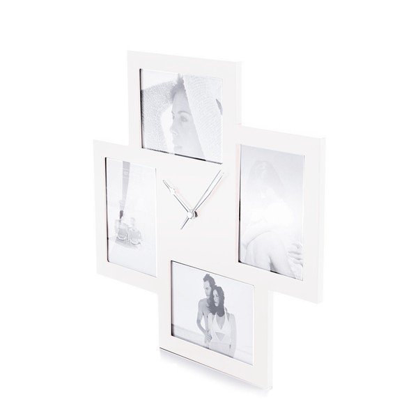 Orologio da parete bianco con cornici di foto Collage - Tomasucci-image-1