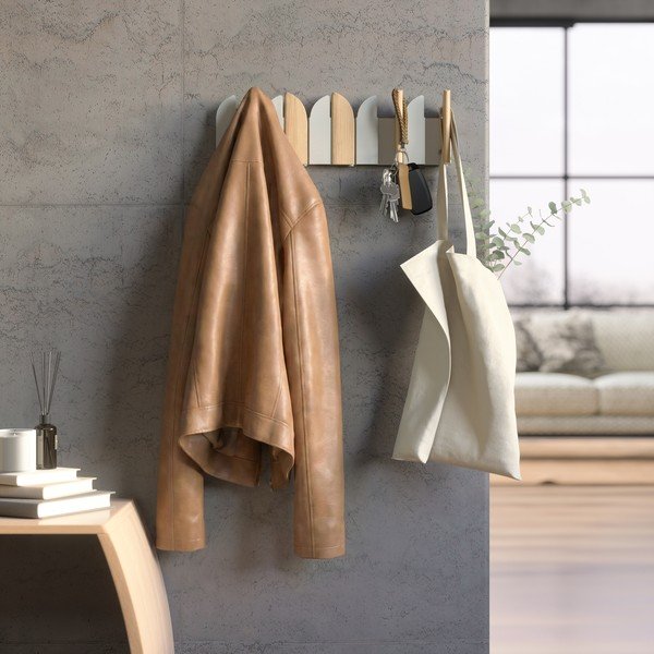 Attaccapanni da parete beige/di colore naturale in acciaio 43 cm Saloon – Umbra-image-1