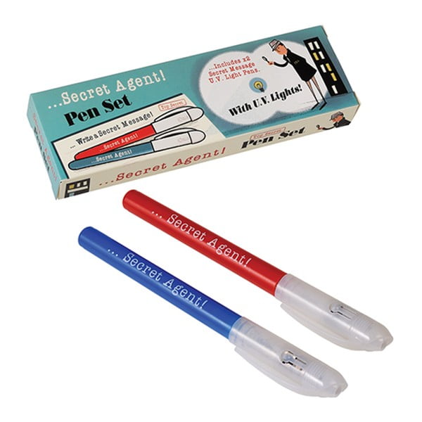 Set di 2 penne spia con inchiostro invisibile e luce UV Agente Segreto - Rex London-image-4