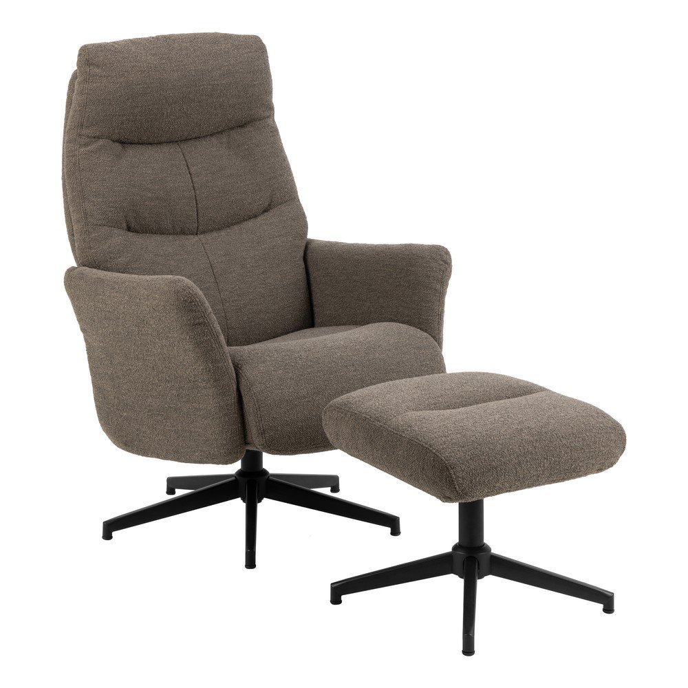 Poltrona relax grigio-marrone in tessuto bouclé London - Actona | Poltrone